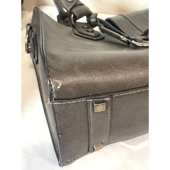 Simply Noelle Charcoal Gray Top Handle Purse Structured Hardware - Picture 8 of 14